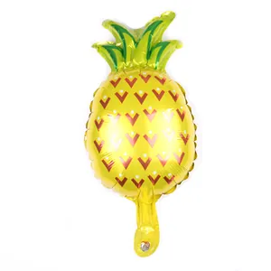 Mini pineapple foil balloon with yellow body and green leaves for party decoration