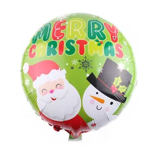 18-Zoll grüner Folienballon mit Weihnachtsmann und Schneemann für Weihnachtsdekorationen