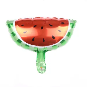 Watermelon slice foil balloon with vibrant red pulp and black seeds for party decor