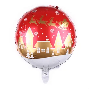 Detail eines 18-Zoll Weihnachtsballons mit Weihnachtsmann, Rentieren und Golddekor