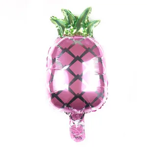 Mini pineapple foil balloon in pink and green for birthday party decorations