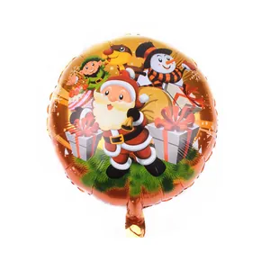 Nahaufnahme von 18 Zoll Bronze-Folienballon mit Weihnachtsmann, Rentier und Schneemann
