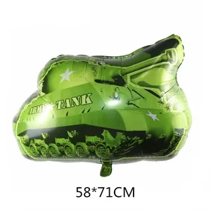 Détail du ballon en aluminium char d'assaut camouflage vert, 58x71CM pour fêtes