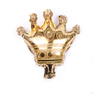 Mini golden crown foil balloon for birthday party decorations with metallic glitter finish