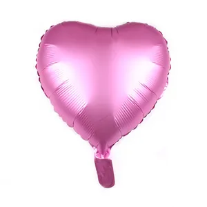18 inch matte pink heart-shaped foil balloon with metallic finish for party decoration