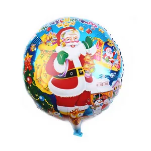 Detail eines 18-Zoll-Rundballons aus Aluminiumfolie mit Weihnachtsmann und Schneemann