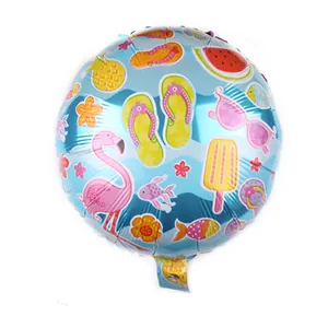 18-Zoll runder Aluminiumfolien-Ballon mit tropischem Strandmuster und Flamingo-Druck