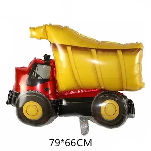 Ballon de camion benne en aluminium pour fêtes, rouge et jaune, 79x66cm