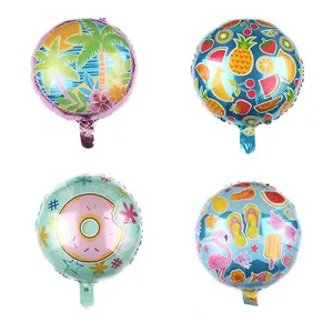 Runder Aluminiumfolie Ballon Cartoon Frucht Palmbaum Donut Sommer Tropisches Thema Party Geburtstag Event Dekoration Zubehör