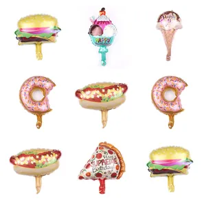 Mini Food Shaped Aluminum Foil Balloons Burger Pizza Donut Ice Cream Hot Dog For Birthday Party Decoration Party Supplies