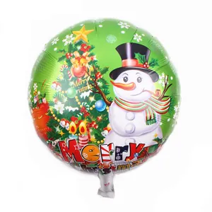 18-Zoll grüner Weihnachts-Folienballon mit Schneemann- und geschmücktem Baummotiv