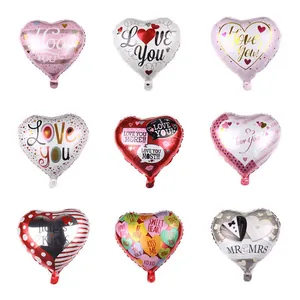 Heart Shaped Aluminum Foil Balloon I Love You Print Romantic Wedding Party Decoration Anniversary Mylar Balloon