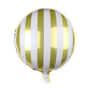 18-inch ronde gestreepte folieballon in goud en wit voor feestelijke decoratie