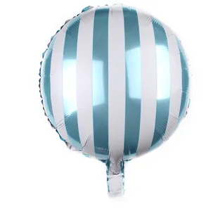 Ronde 18 inch aluminium folieballon met blauw-witte strepen voor feestdecoratie
