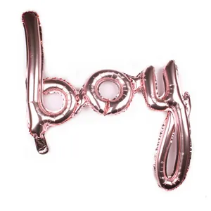 Rose gold foil boy script balloon with metallic finish for birthday party decoration