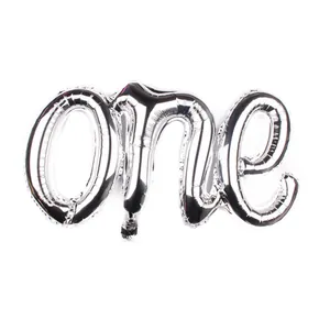Silver metallic ONE letter foil balloon for baby first birthday party decoration