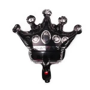 Large black and silver crown foil balloon with glitter pattern for party decorations