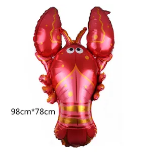 Grand ballon de homard en aluminium pour fête 98x78cm ballon animal marin rouge