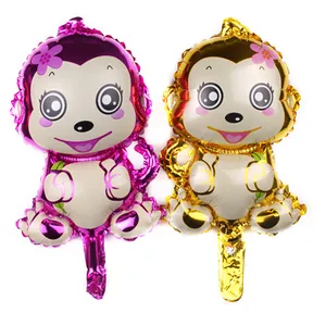 Roze en gouden cartoon apenballonnen voor decoratie van verjaardagsfeestjes