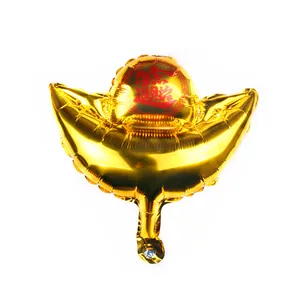 Gold sycee-shaped foil balloon with traditional Chinese characters for prosperity