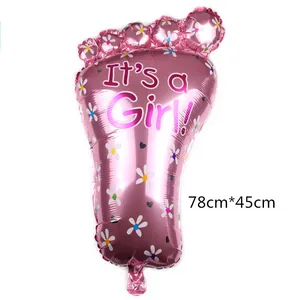 Rosa Folienballon in Fußform mit It's a Girl Text für Babyparty Dekorationen im Set