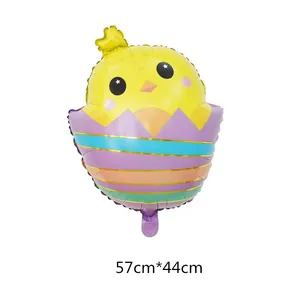 Ballon en aluminium œuf de Pâques poussin dessin animé pour fête d'anniversaire 57x44cm