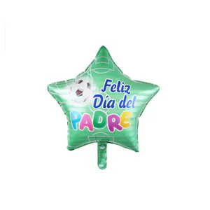 Star-shaped green football foil balloon with Feliz Día del PADRE Spanish greeting