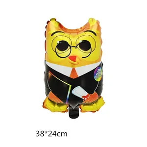 Mini uil afstudeerballon van folie met Look Whooo Did It tekst voor feestdecoratie, 38x24cm