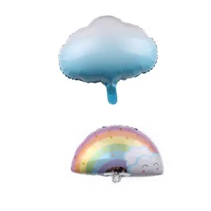 Palloncini in Alluminio a Forma di Nuvola e Arcobaleno Con Stella Dorata e Sorriso per Decorazione Festa di Compleanno Bambini