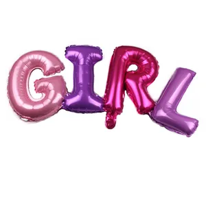 Globos de letras GIRL de papel de aluminio rosa y púrpura para decoración de fiesta de cumpleaños