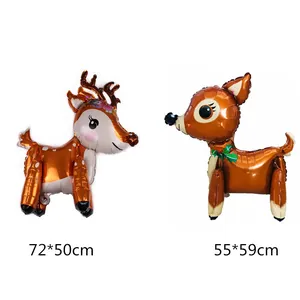 3D reindeer aluminum foil balloons for Christmas party decoration in two cartoon styles