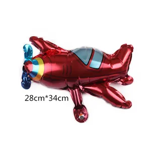Detailed view of red mini airplane foil balloon showing 28cm x 34cm dimensions