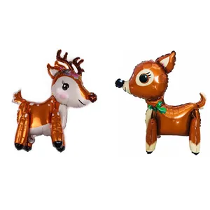 3D reindeer foil balloons set featuring standing deer designs for Christmas party decor