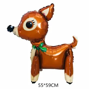 3D Cartoon Sika Deer Reindeer Foil Balloon Aluminum Film Mylar Balloon For Christmas Birthday Party Festival Decoration