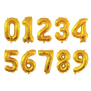 Lot de ballons chiffres 32 pouces en or métallique de 0 à 9 pour déco de fête
