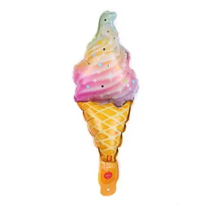 Mini rainbow ice cream foil balloon with cone pattern for birthday party decoration