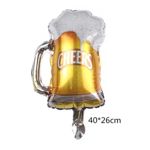 Mini golden beer mug foil balloon with Cheers print for birthday party decorations 40x26cm