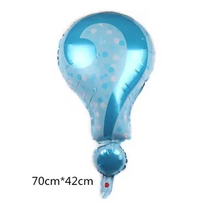 Palloncino in alluminio a punto interrogativo blu per decorazioni baby shower 70x42cm