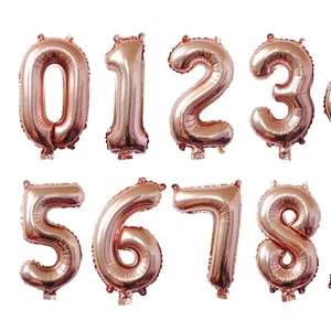 Ballons chiffres en aluminium or rose 32 pouces 0-8 pour décoration d'anniversaire