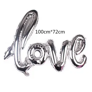 Large 100cm silver Love script foil balloon for wedding and party decoration