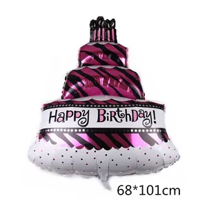 Ballon gateau d'anniversaire zebre a trois couches, 68x101cm pour decoration de fete