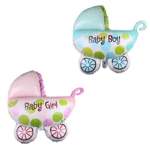 Ballon en Aluminium Forme Poussette Bébé Décoration Fête Premier Anniversaire Baby Shower Ballon Hélium Motif à Pois Garçon Fille