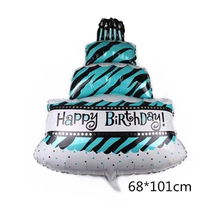 Ballon gâteau à trois couches avec motif zébré pour fête d'anniversaire 68x101cm