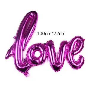 Magenta Love foil balloon for birthday and wedding party decorations 100cm by 72cm