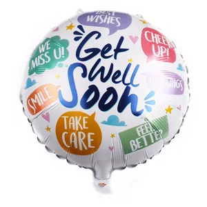 18-inch Get Well Soon round foil balloon with colorful blessings for party decorations