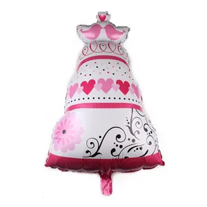 Pink bird and floral pattern tiered foil balloon for wedding party decorations
