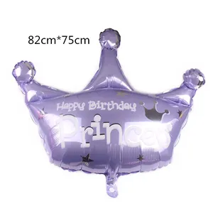 Détail du ballon en aluminium couronne princesse violette 82x75cm avec texte