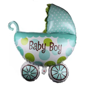 Ballon en aluminium en forme de poussette bleue avec texte Baby Boy pour fête de naissance