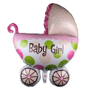 Détail du ballon en aluminium poussette avec pois colorés et texte Baby Girl