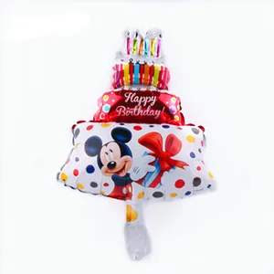 Détail d'un ballon en aluminium gâteau à trois étages Happy Birthday avec Mickey Mouse